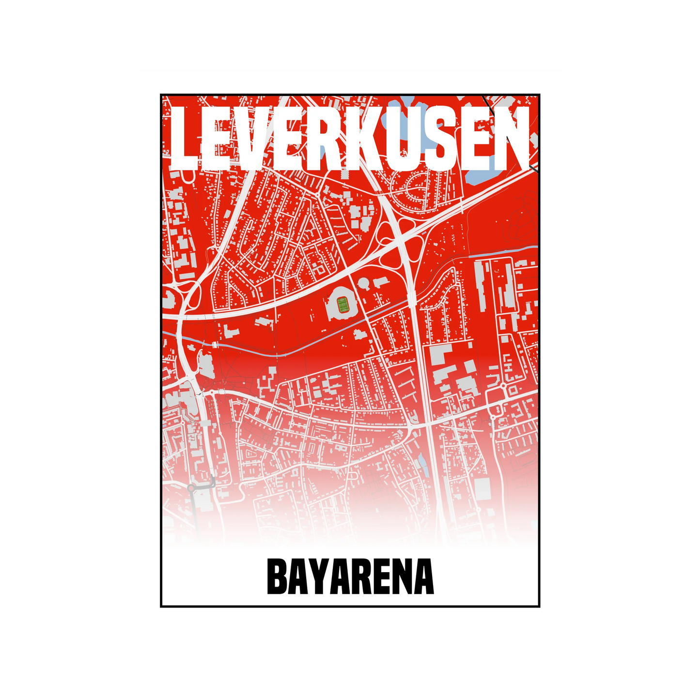 Stadion Leverkusen Karte Fußball Poster